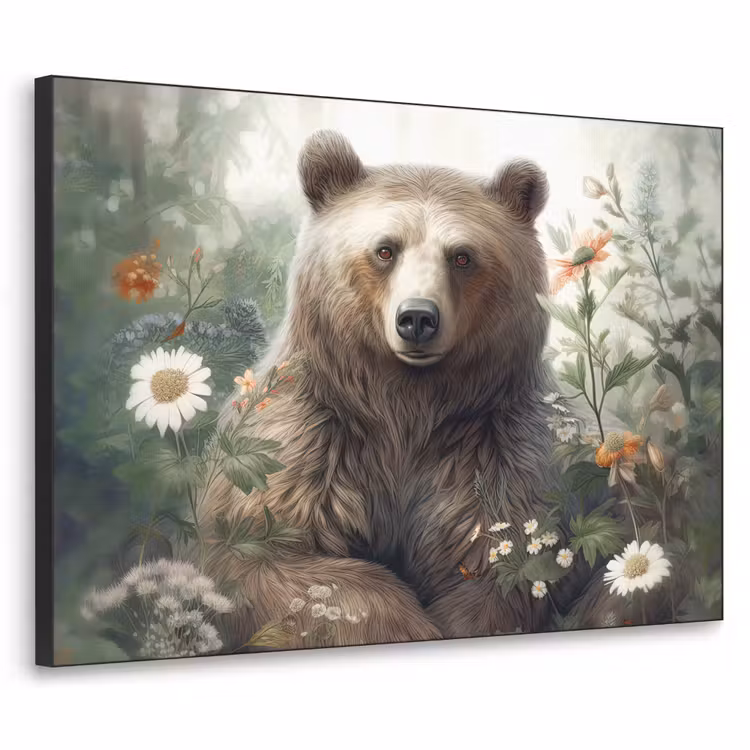 Art Frame - Bruine beer - Wilde dieren - Bloemen - Planten — 1