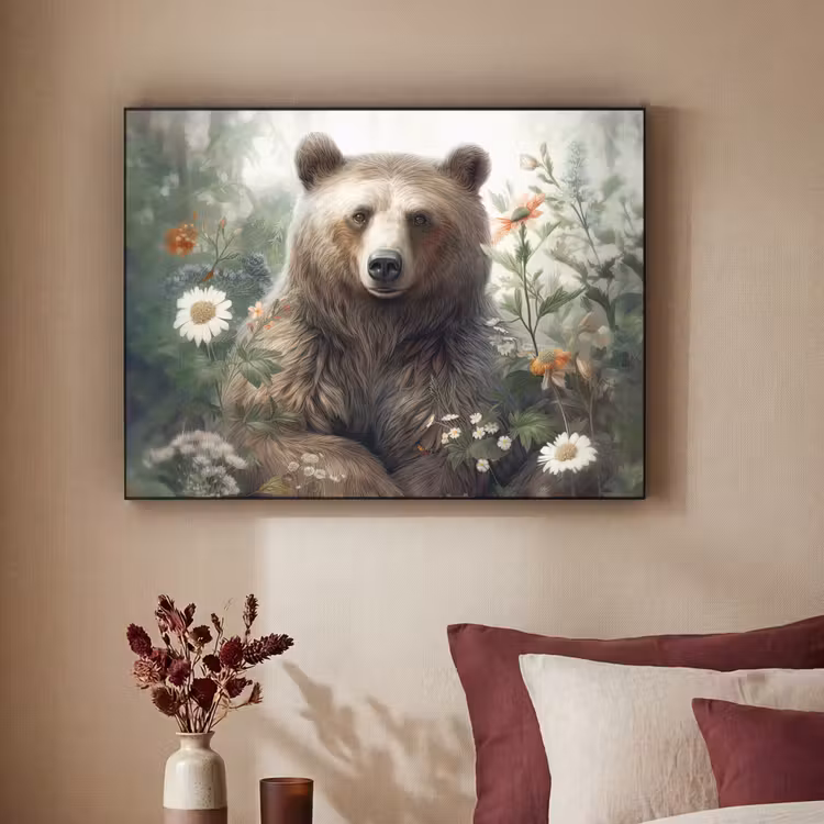 Art Frame - Bruine beer - Wilde dieren - Bloemen - Planten — 3