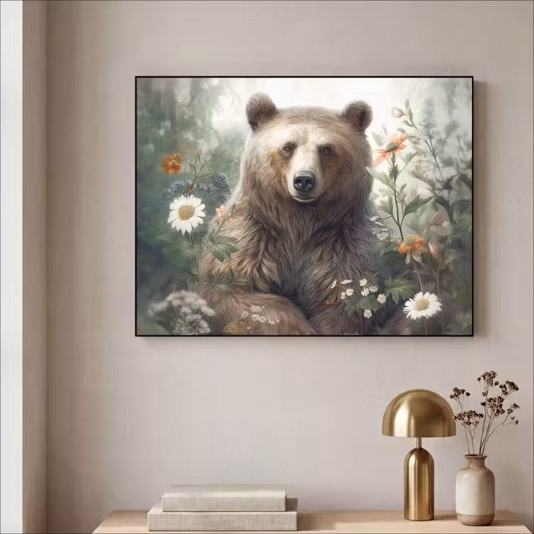 Art Frame - Bruine beer - Wilde dieren - Bloemen - Planten — 5