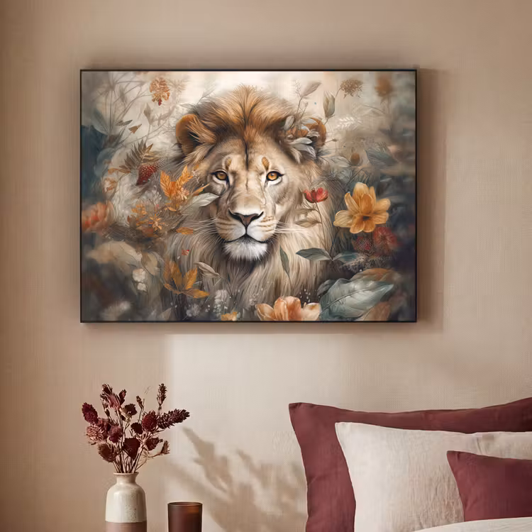 Art Frame - Leeuw - Wilde dieren - Planten - Natuur - Bloemen — 3
