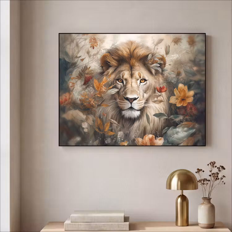Art Frame - Leeuw - Wilde dieren - Planten - Natuur - Bloemen — 5