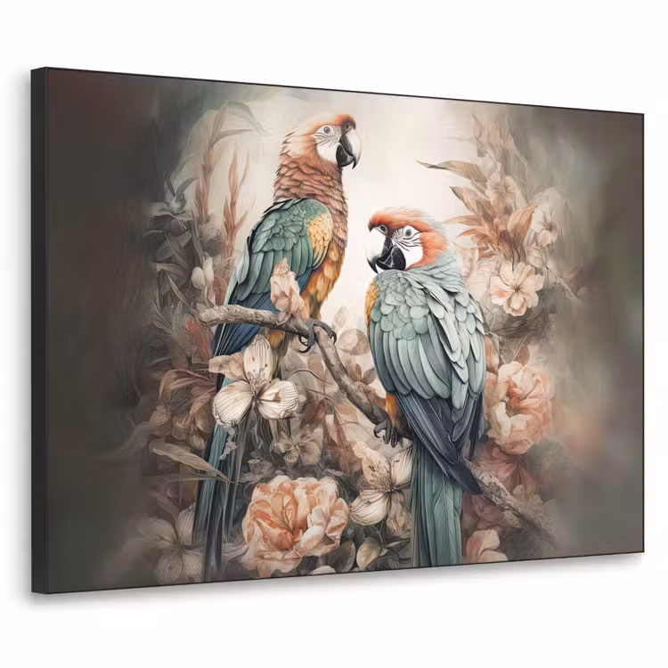 Art Frame - Papegaaien - Vogels - Natuur - Bloemen — 1