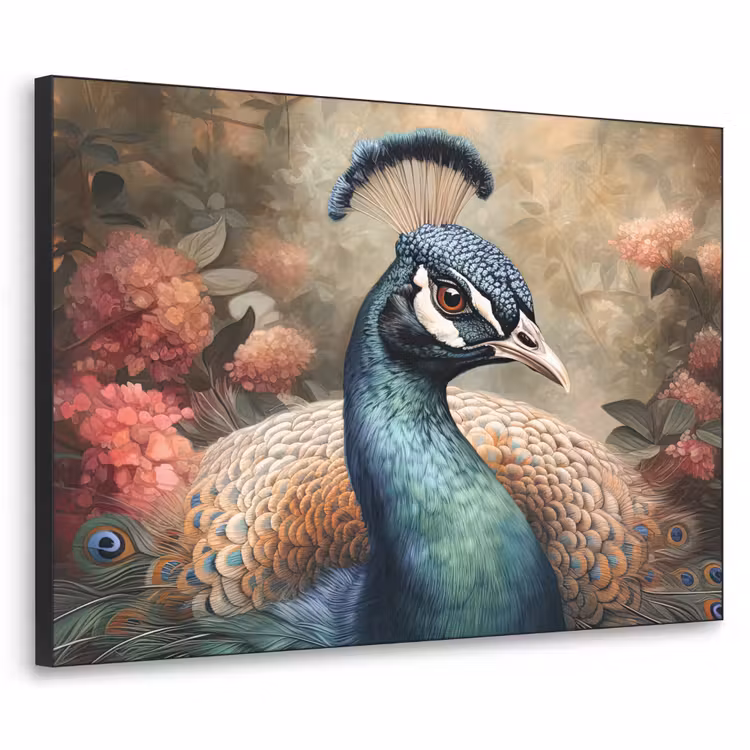 Art Frame - Pauw - Vogel - Bloemen - Planten - Pauwenveren — 1