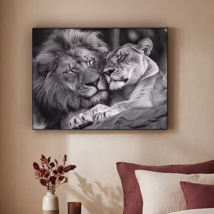 Art Frame - Leeuwen - Dieren - Zwart - Wit - Leeuw — 3