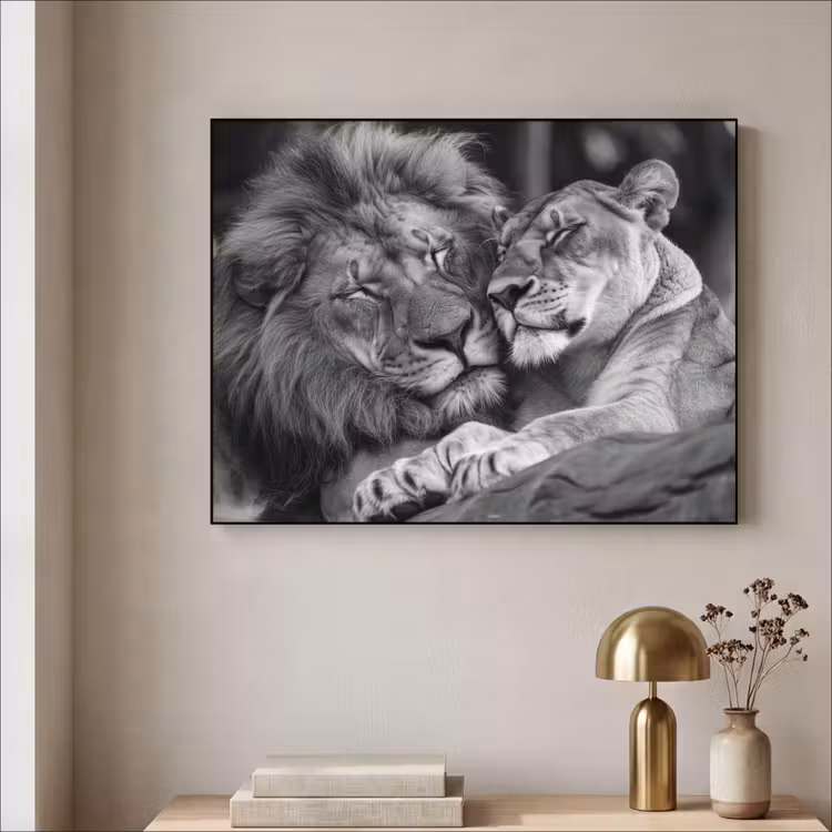 Art Frame - Leeuwen - Dieren - Zwart - Wit - Leeuw — 5