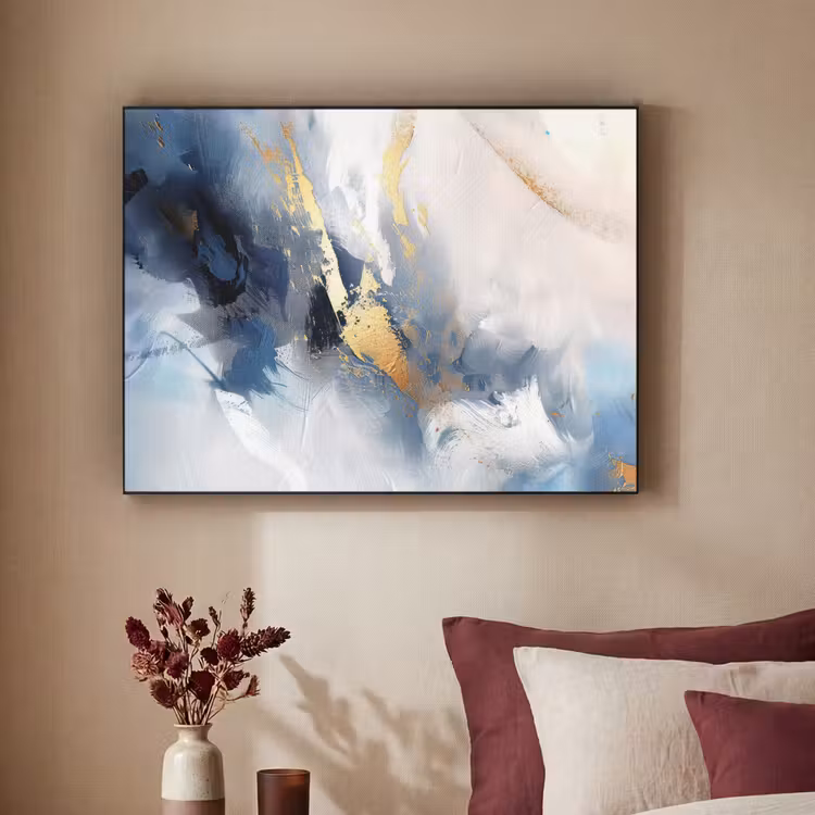 Art Frame - Blauw - Modern - Marmer - Abstract - Goud — 3
