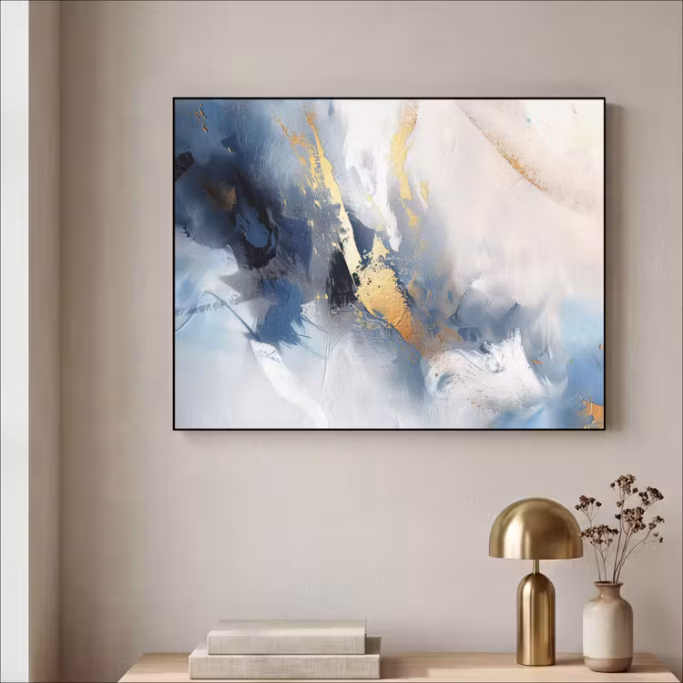 Art Frame - Blauw - Modern - Marmer - Abstract - Goud — 5