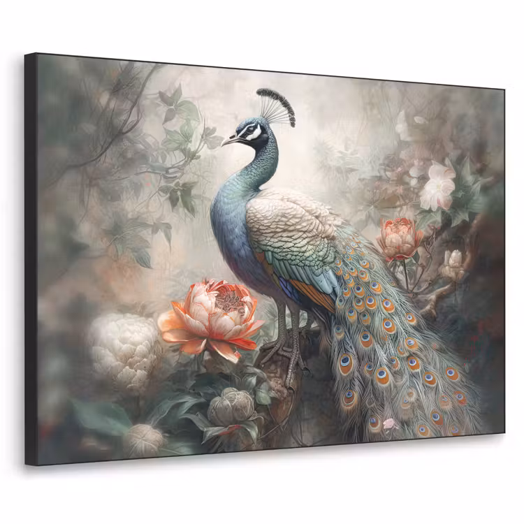 Art Frame - Pauw - Pauwenveren - Vogel - Jungle - Bloemen — 1