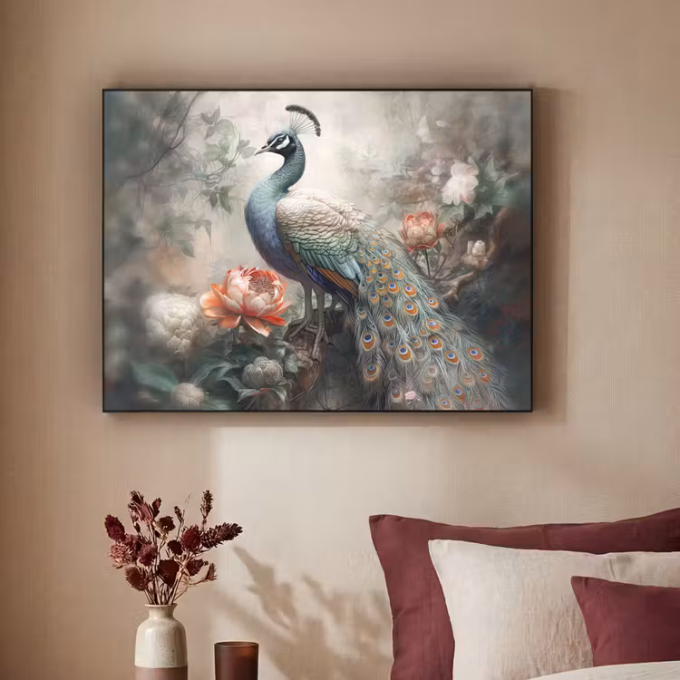 Art Frame - Pauw - Pauwenveren - Vogel - Jungle - Bloemen — 3