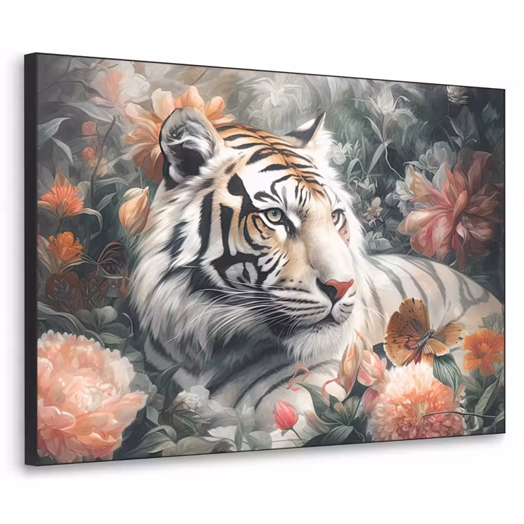 Art Frame - Tijger - Wilde dieren - Bloemen - Jungle — 1