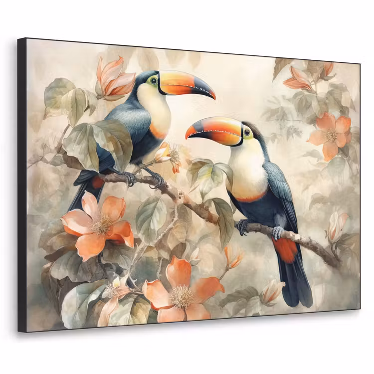 Art Frame - Toekan - Vogels - Bloemen - Tak — 1
