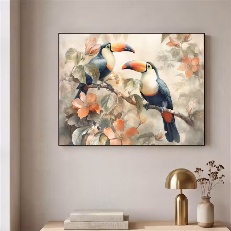 Art Frame - Toekan - Vogels - Bloemen - Tak — 5