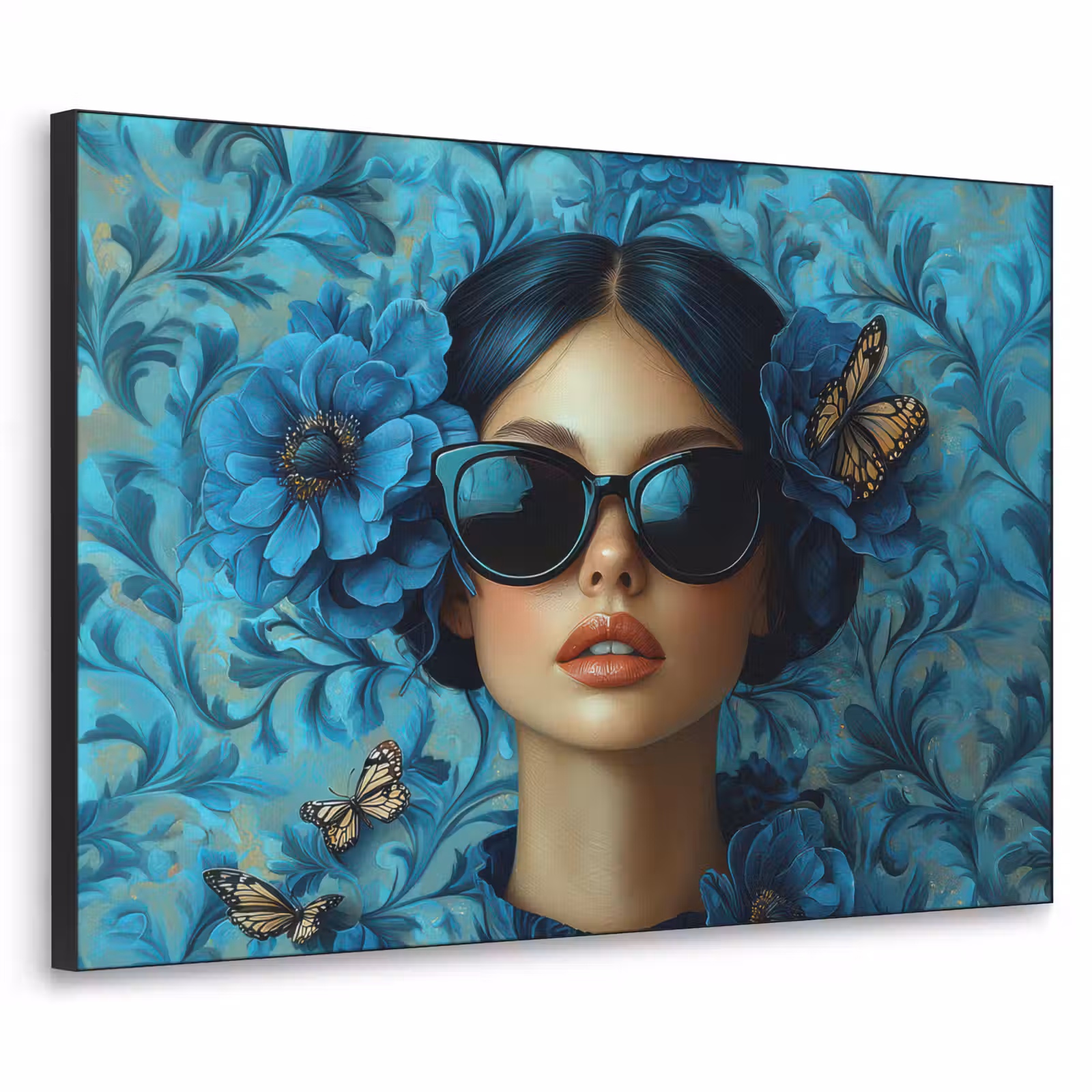 Art Frame - Vrouw - Bloemen - Vlinders - Blauw - Abstract — 1
