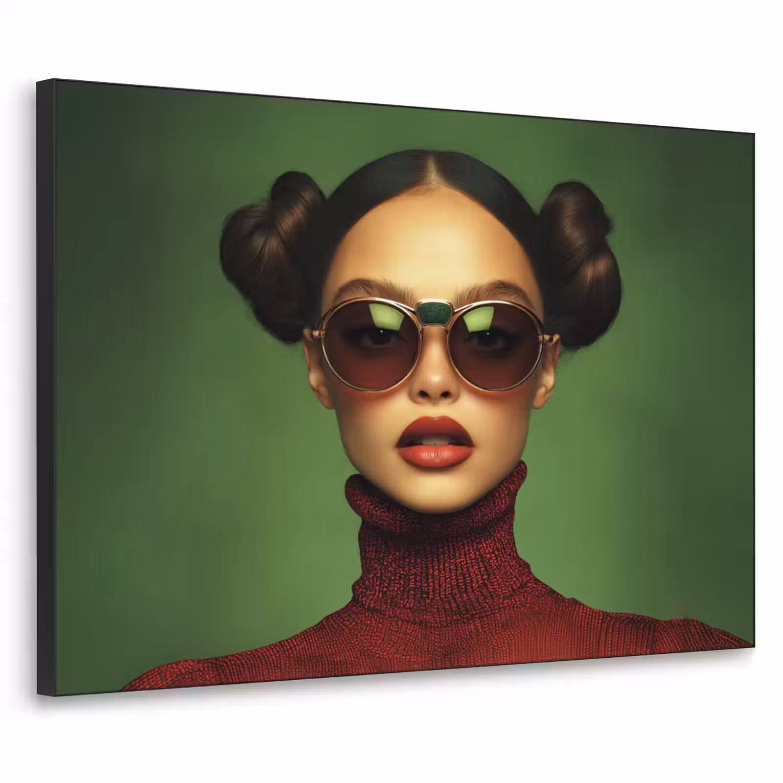 Art Frame - Vrouw - Groen - Bril - Aesthetic - Modern — 1