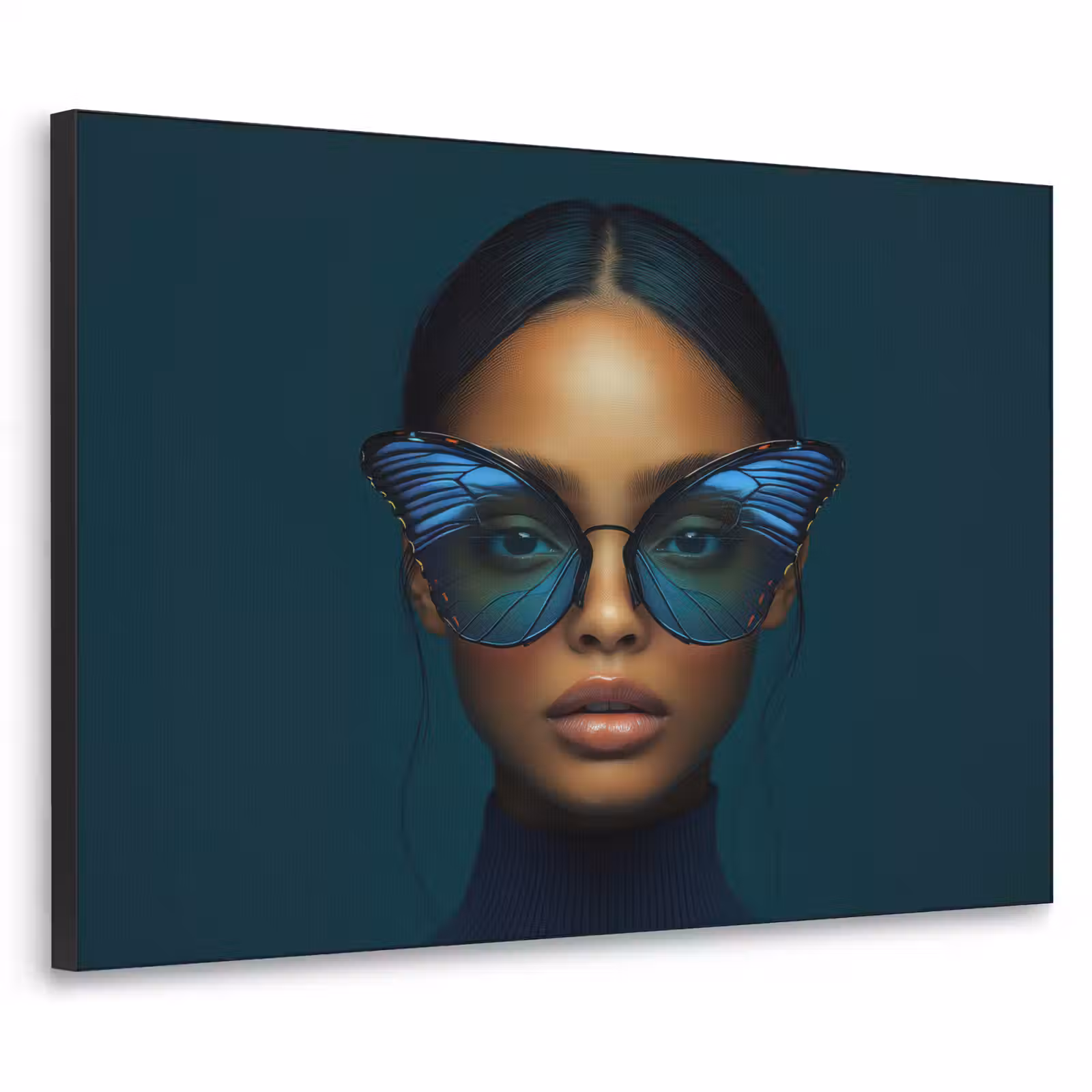 Art Frame - Vrouw - Vlinder - Bril - Blauw - Modern - Portret — 1