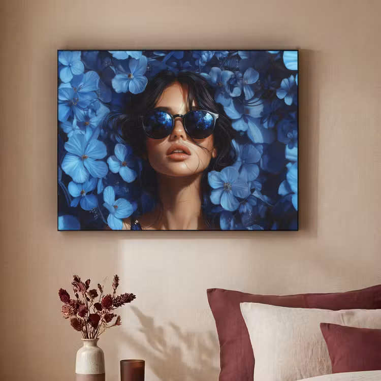 Art Frame - Vrouw - Blauw - Bloemen - Vlinders - Natuur — 3