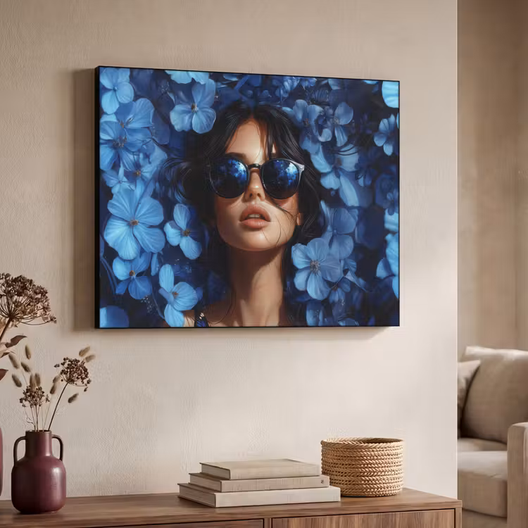 Art Frame - Vrouw - Blauw - Bloemen - Vlinders - Natuur — 7