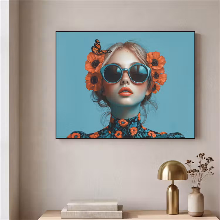 Art Frame - Vrouw - Blauw - Vlinder - Bloemen - Aesthetic — 5