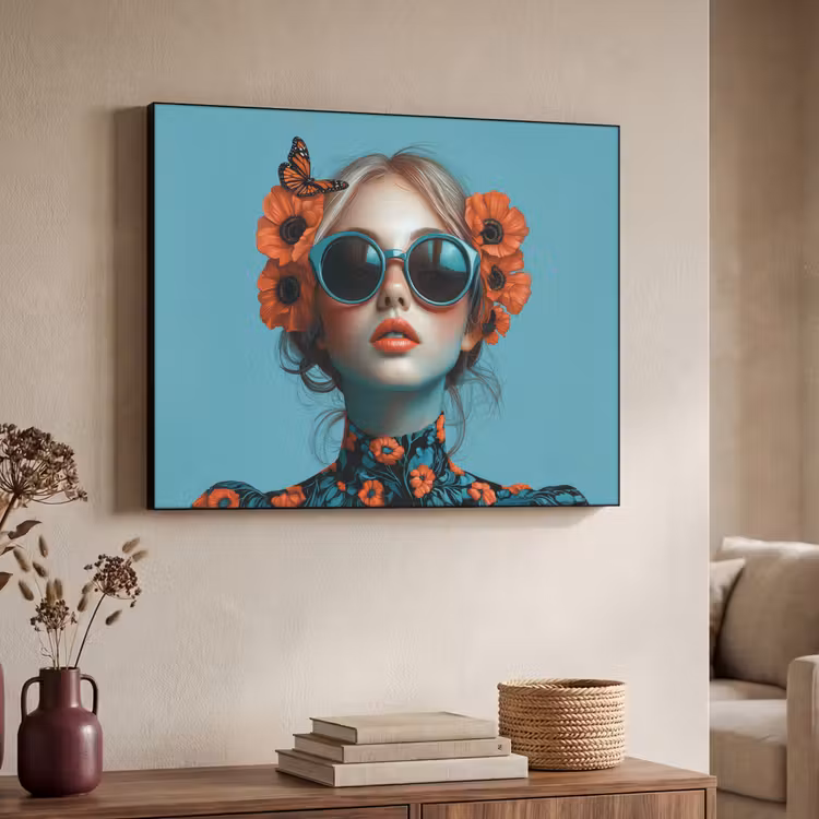 Art Frame - Vrouw - Blauw - Vlinder - Bloemen - Aesthetic — 7