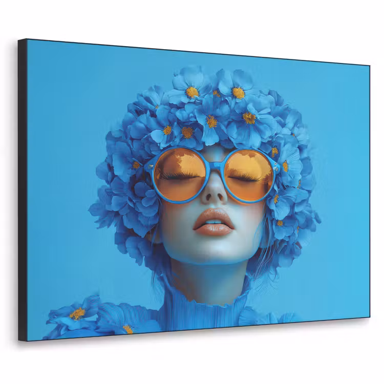 Art Frame - Vrouw - Bloem - Blauw - Modern - Bril - Portret — 1