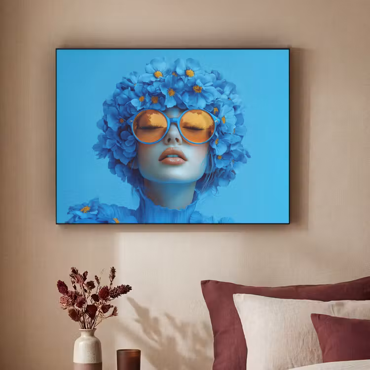 Art Frame - Vrouw - Bloem - Blauw - Modern - Bril - Portret — 3