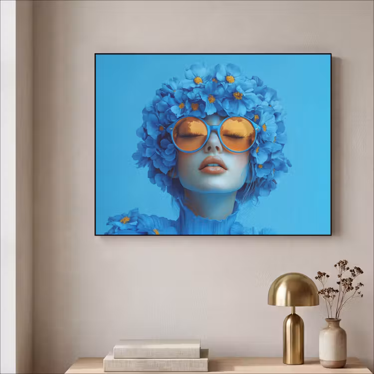 Art Frame - Vrouw - Bloem - Blauw - Modern - Bril - Portret — 5