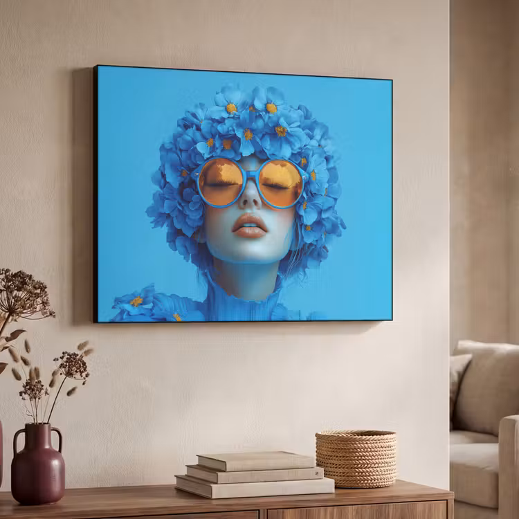Art Frame - Vrouw - Bloem - Blauw - Modern - Bril - Portret — 7