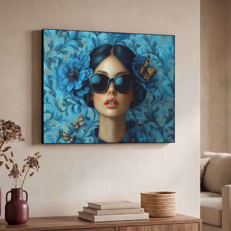 Art Frame - Vrouw - Bloemen - Vlinders - Blauw - Abstract — 7