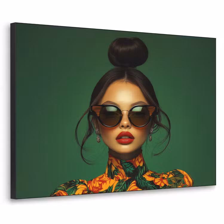 Art Frame - Vrouw - Groen - Modern - Bril - Abstract — 1