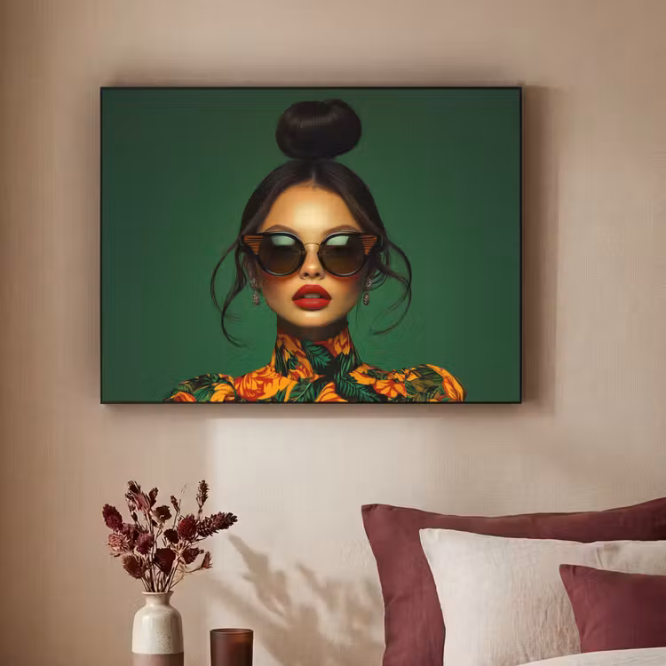 Art Frame - Vrouw - Groen - Modern - Bril - Abstract — 3
