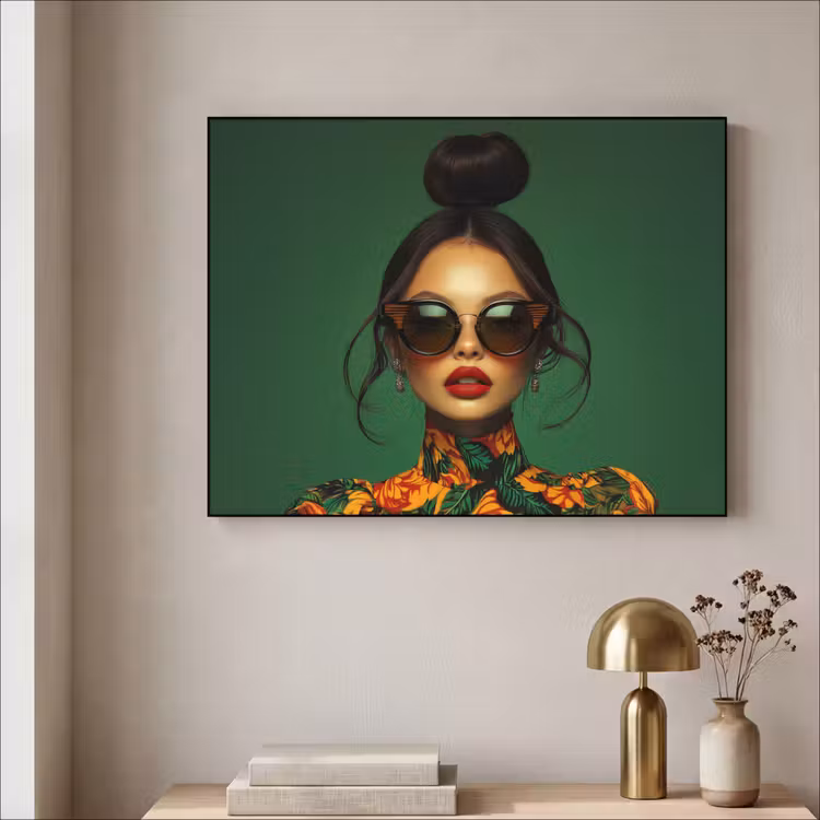 Art Frame - Vrouw - Groen - Modern - Bril - Abstract — 5