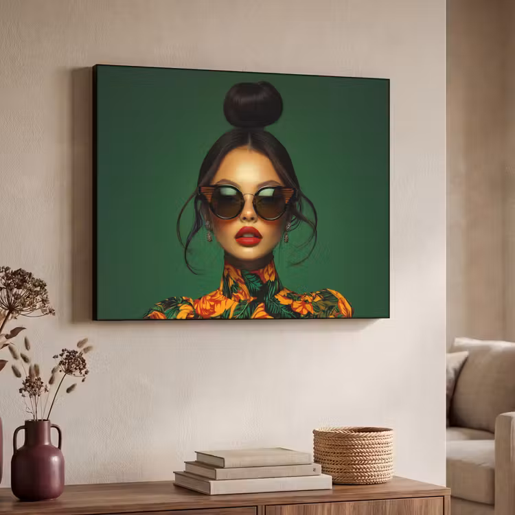 Art Frame - Vrouw - Groen - Modern - Bril - Abstract — 7