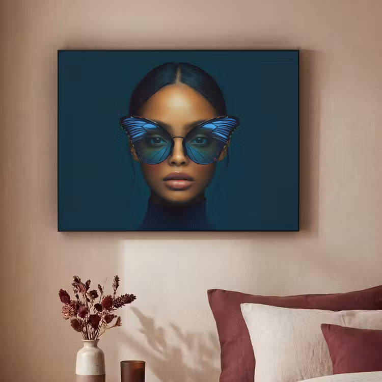 Art Frame - Vrouw - Vlinder - Bril - Blauw - Modern - Portret — 3