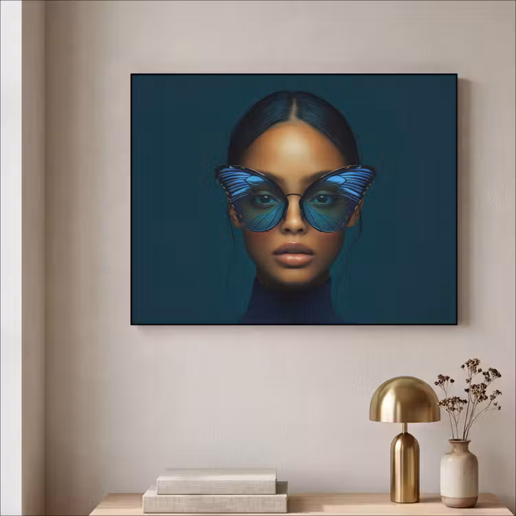 Art Frame - Vrouw - Vlinder - Bril - Blauw - Modern - Portret — 5