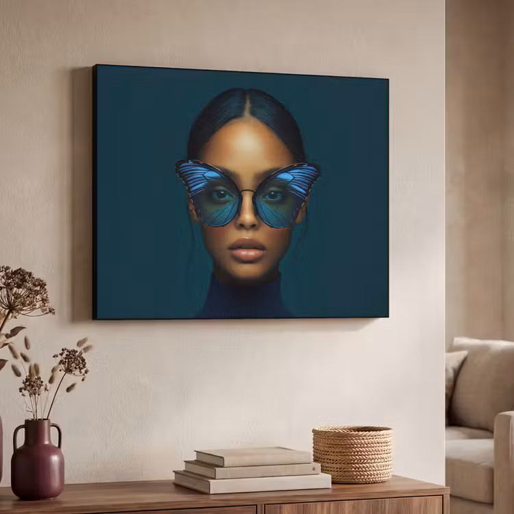 Art Frame - Vrouw - Vlinder - Bril - Blauw - Modern - Portret — 7