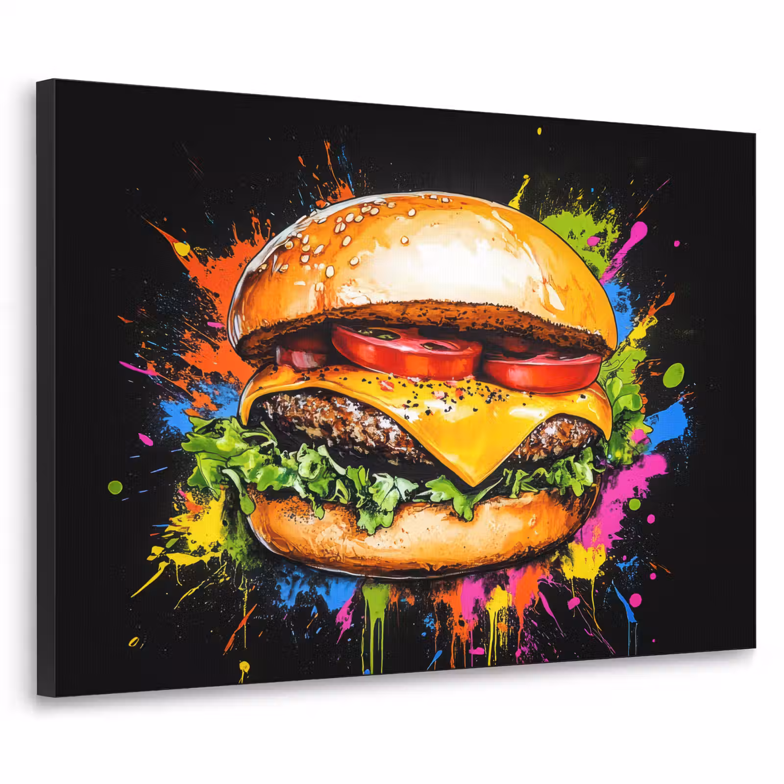 Art Frame - Hamburger - Graffiti - Verf - Kleurrijk - Eten - Abstract — 1