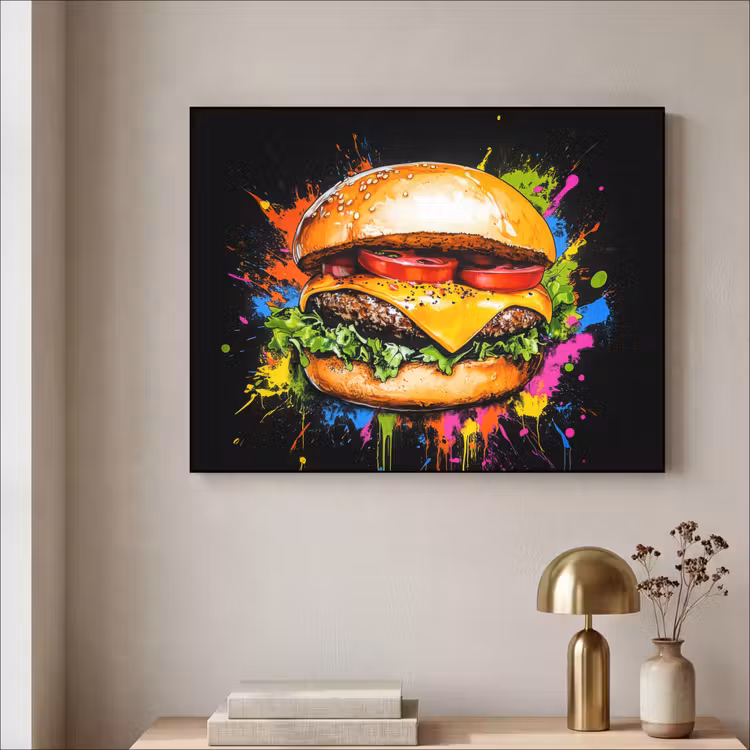 Art Frame - Hamburger - Graffiti - Verf - Kleurrijk - Eten - Abstract — 5