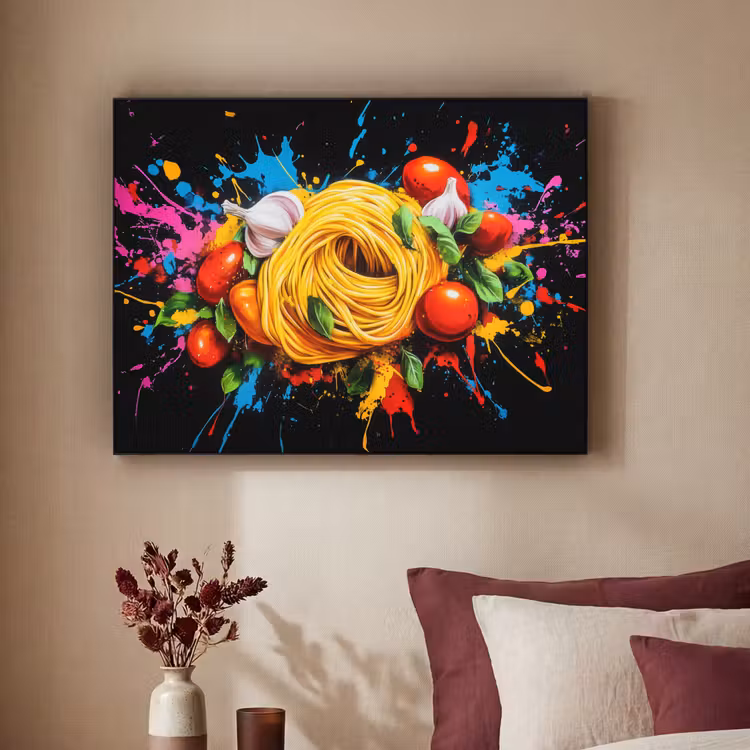 Art Frame - Spaghetti - Graffiti - Verf - Kleurrijk - Eten - Modern — 3