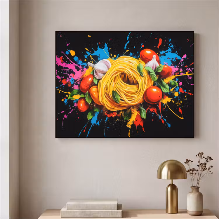 Art Frame - Spaghetti - Graffiti - Verf - Kleurrijk - Eten - Modern — 5