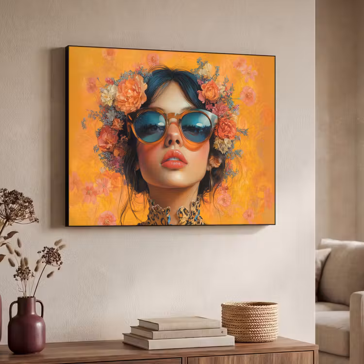 Art Frame - Vrouw - Bloemen - Aesthetic - Oranje — 7