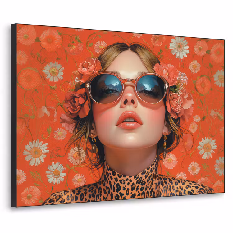 Art Frame - Vrouw - Kleurrijk - Dierenprint - Bloemen — 1