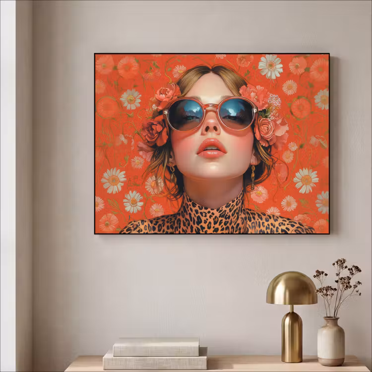 Art Frame - Vrouw - Kleurrijk - Dierenprint - Bloemen — 5