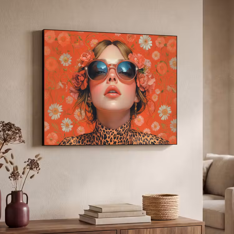 Art Frame - Vrouw - Kleurrijk - Dierenprint - Bloemen — 7