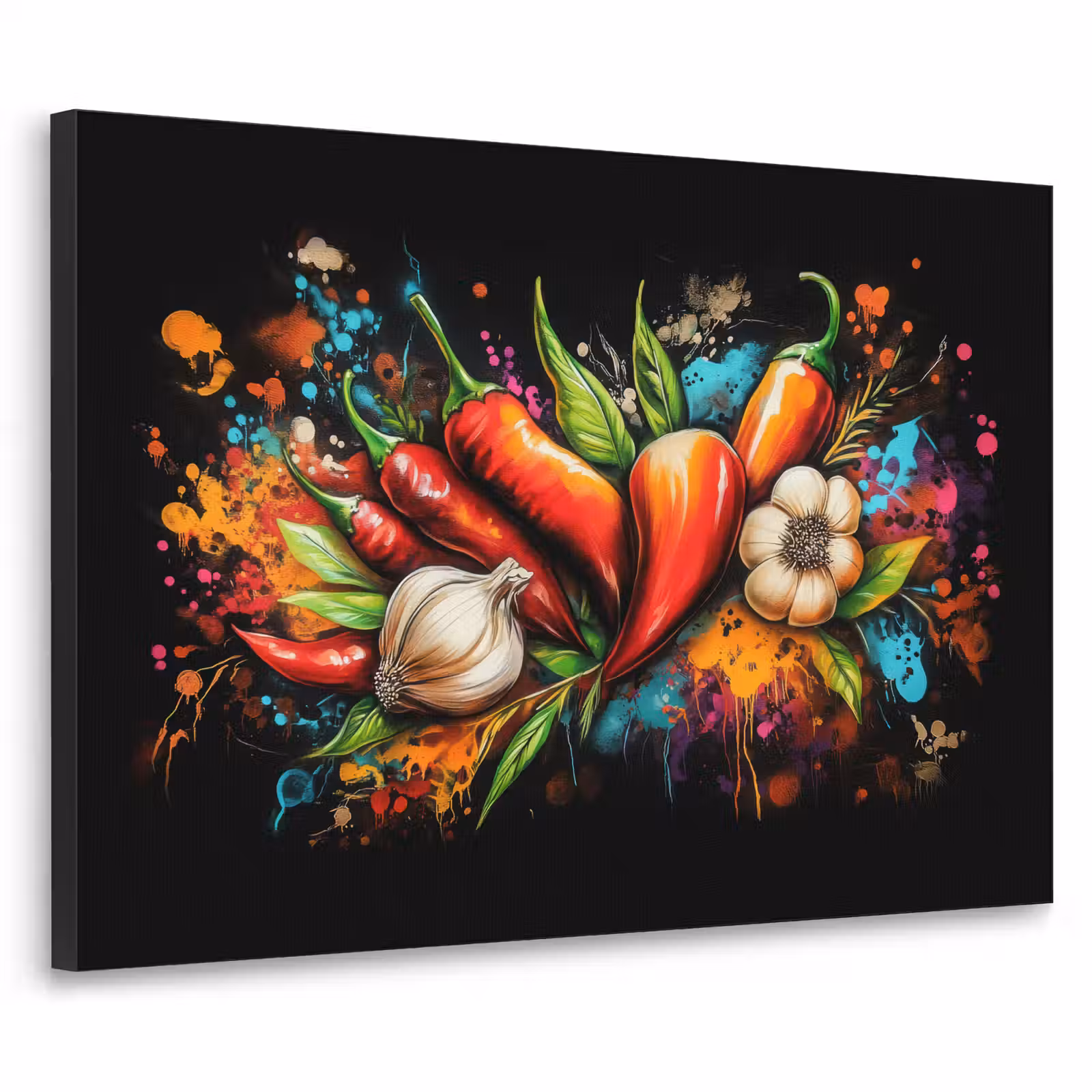 Art Frame - Groente - Peper - Knoflook - Graffiti - Verf - Kleurrijk — 1