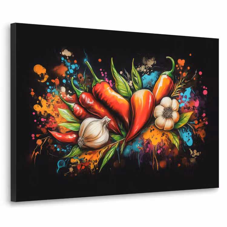 Art Frame - Groente - Peper - Knoflook - Graffiti - Verf - Kleurrijk — 1