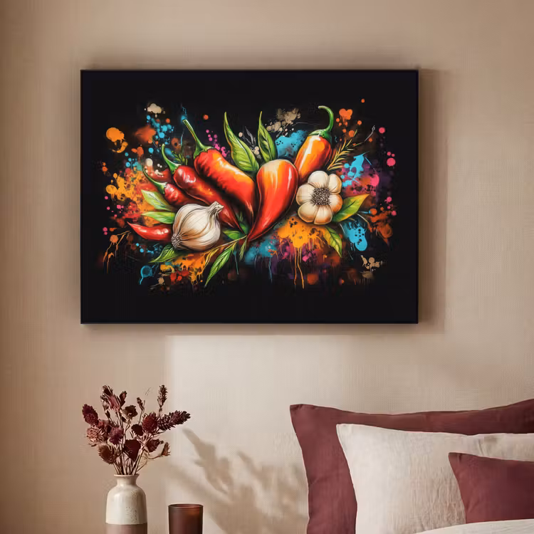 Art Frame - Groente - Peper - Knoflook - Graffiti - Verf - Kleurrijk — 3
