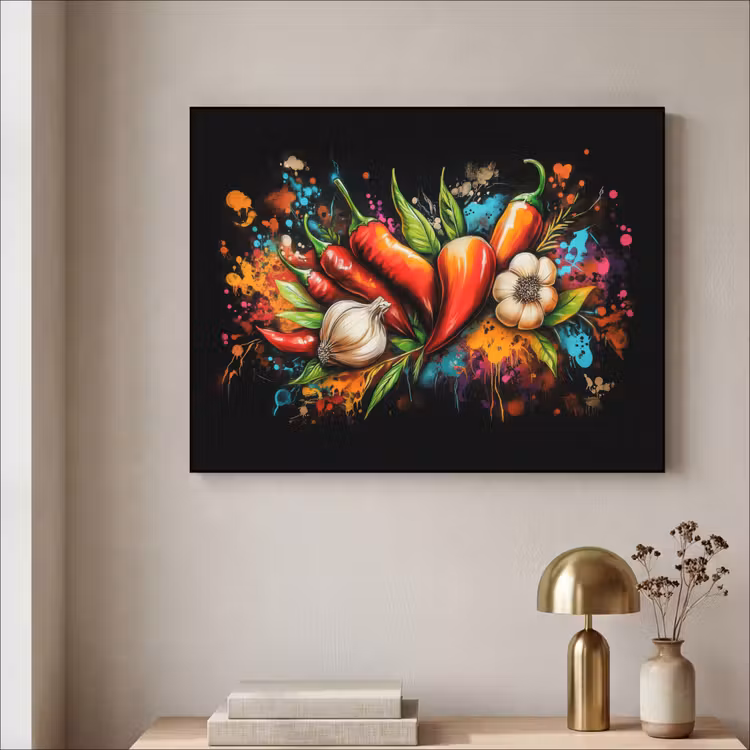 Art Frame - Groente - Peper - Knoflook - Graffiti - Verf - Kleurrijk — 5