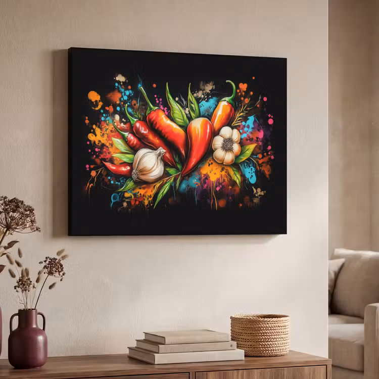 Art Frame - Groente - Peper - Knoflook - Graffiti - Verf - Kleurrijk — 7
