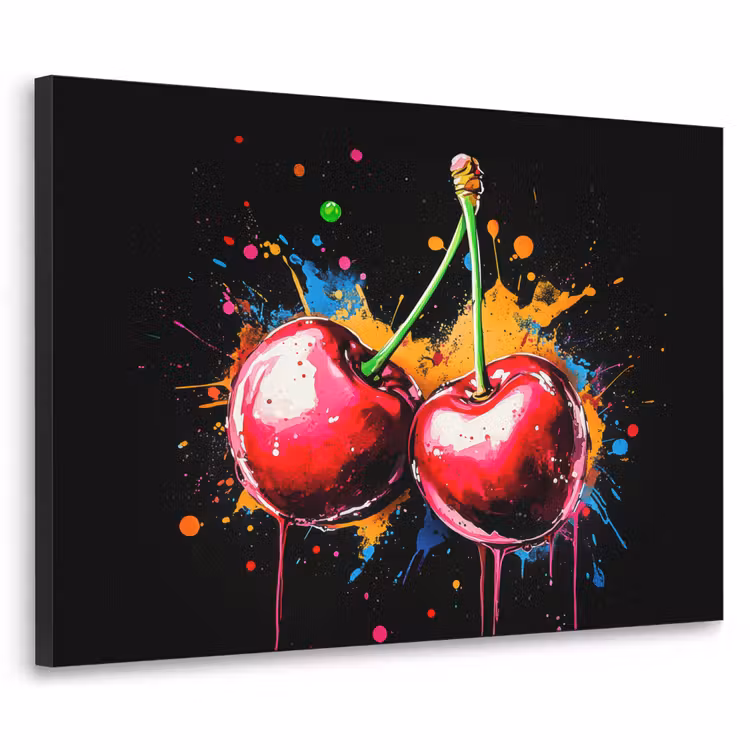 Art Frame - Kersen - Fruit - Graffiti - Verf - Abstract - Modern - Kleurrijk — 1