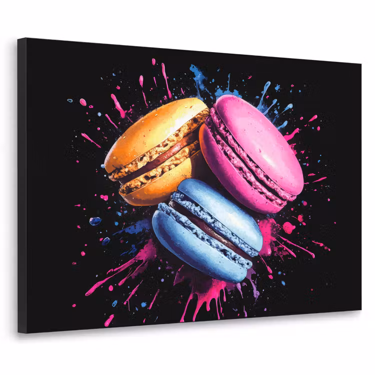 Art Frame - Macarons - Dessert - Graffiti - Kleurrijk - Roze - Blauw - Geel — 1